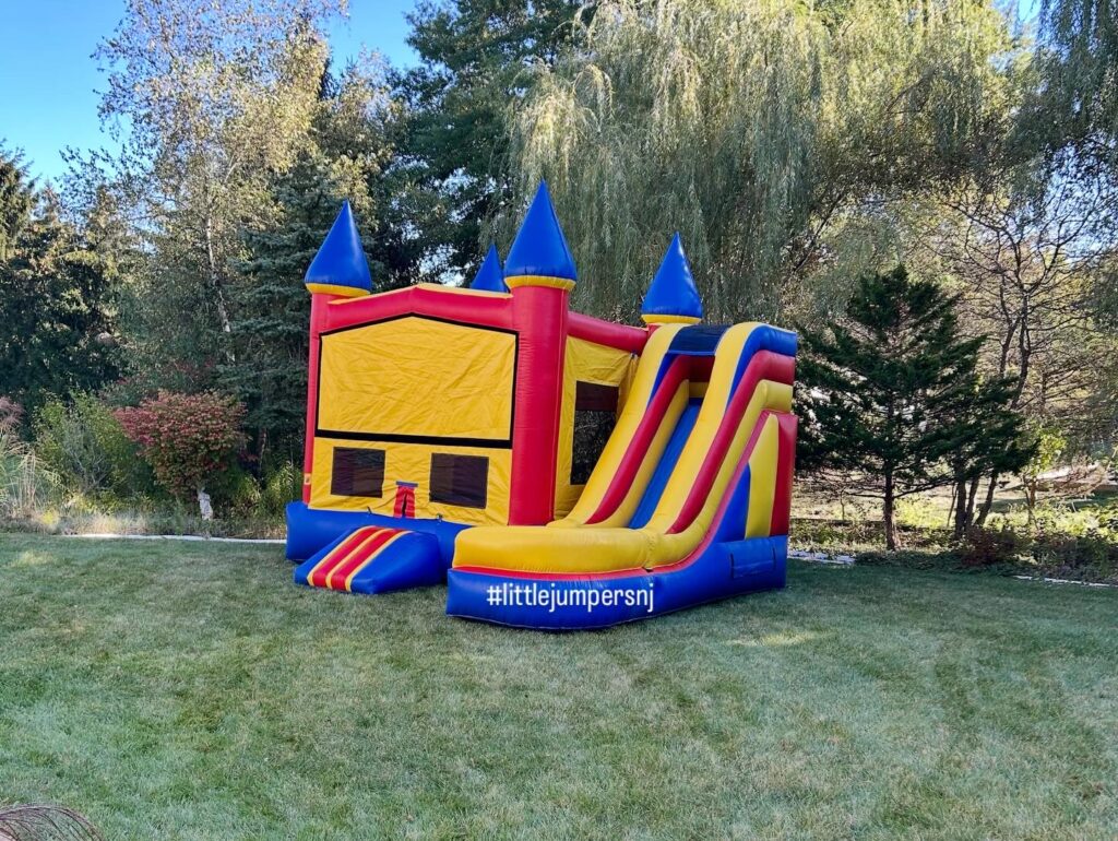 Bounce house with a slide