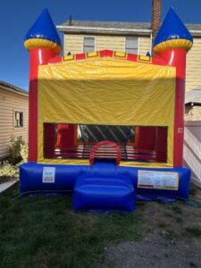 Inflatable yellow red bounce house